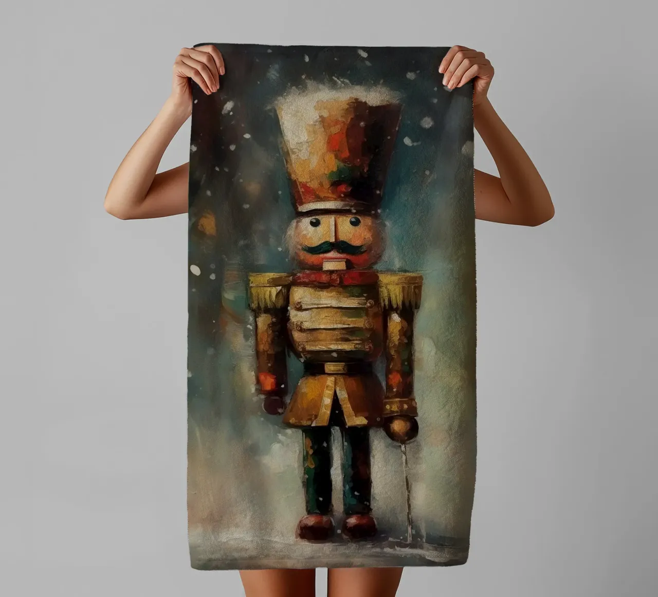 Schiaccianoci soldato - Stampa d'arte classica dello Schiaccianoci asciugamano da bagno da Cozy Vibes