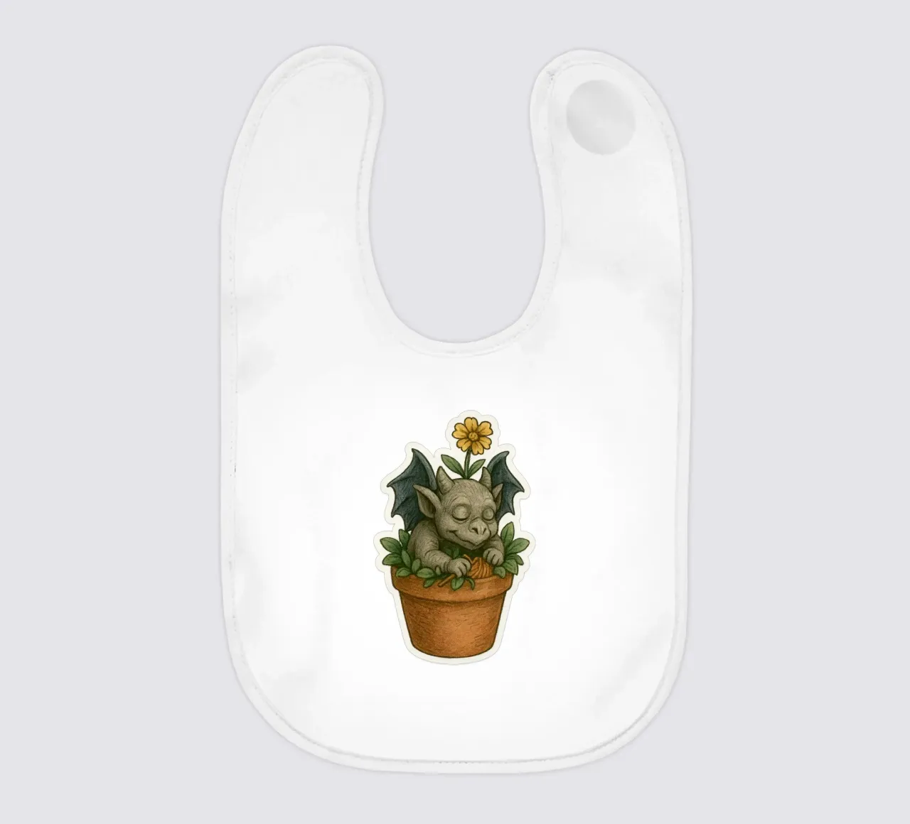 Baby Gargoyle che dorme in un vaso di fiori bavaglino da Taika Tori Art