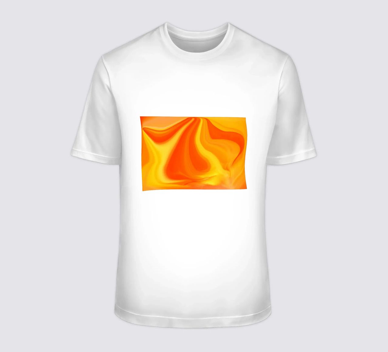Abstract dynamic pattern in yellow, orange and red. t-shirt by Something for you
