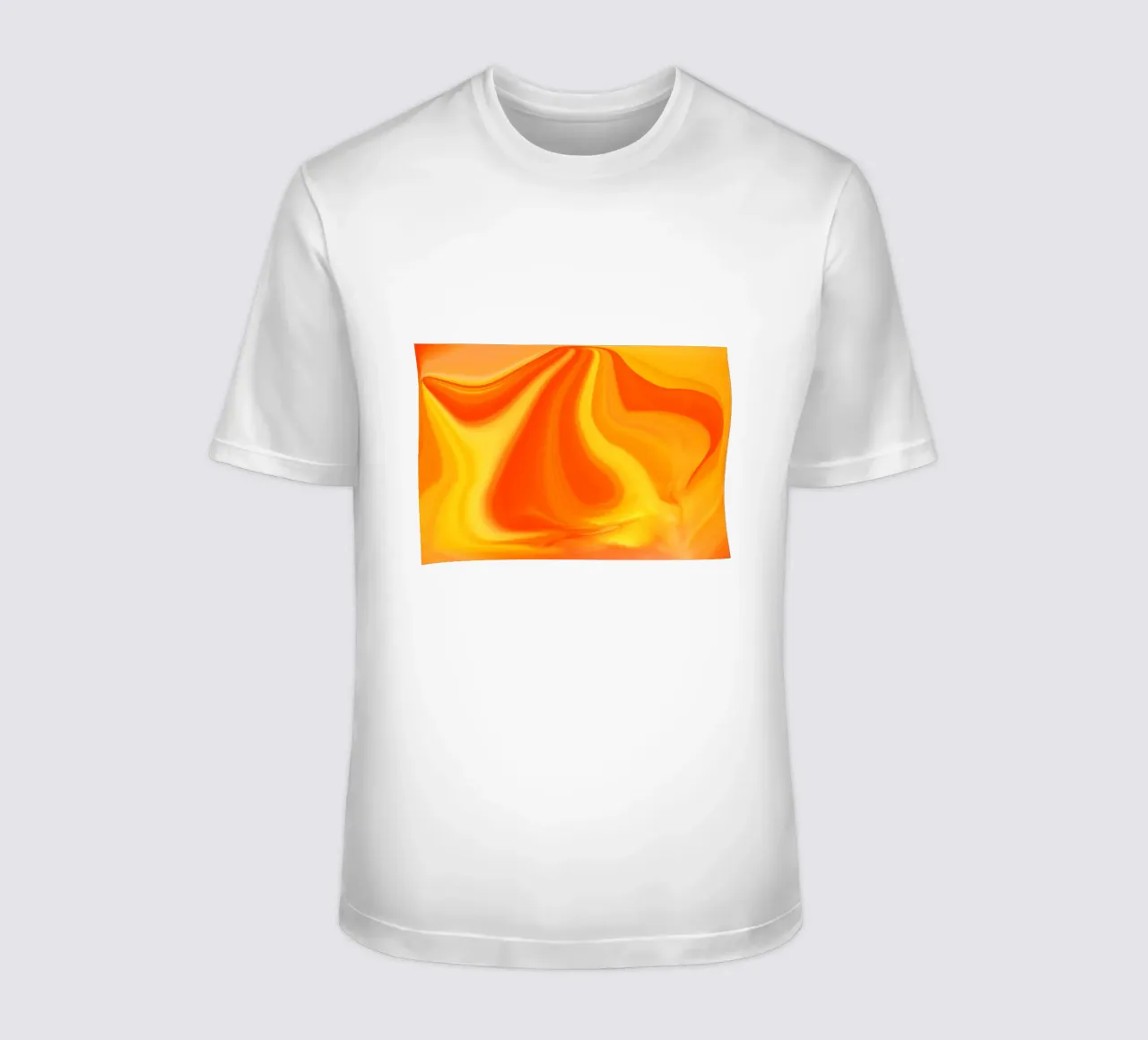 Motivo dinamico astratto in giallo, arancione e rosso. t-shirt da Something for you