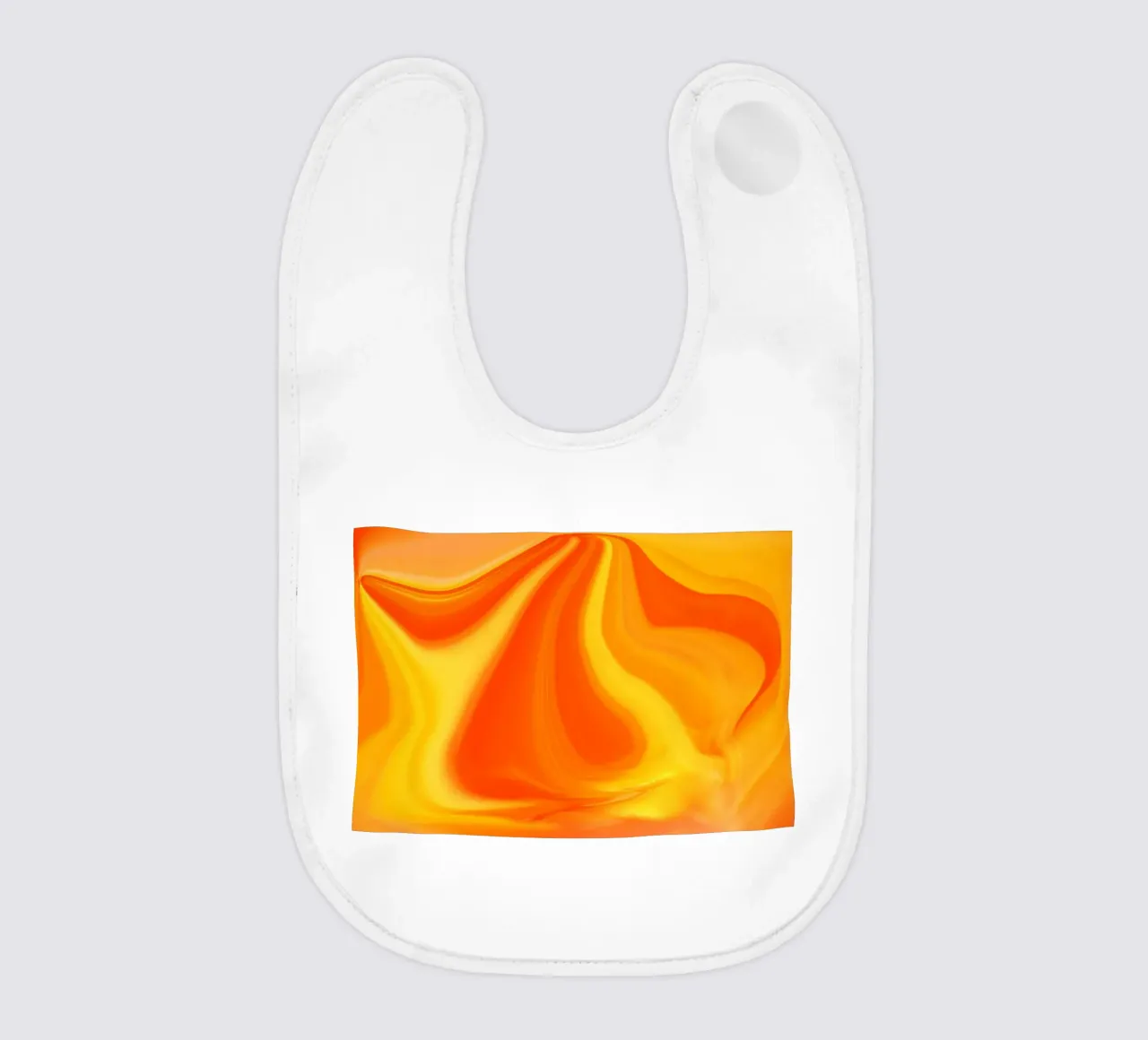 Abstract dynamic pattern in yellow, orange and red. baby bib by Something for you