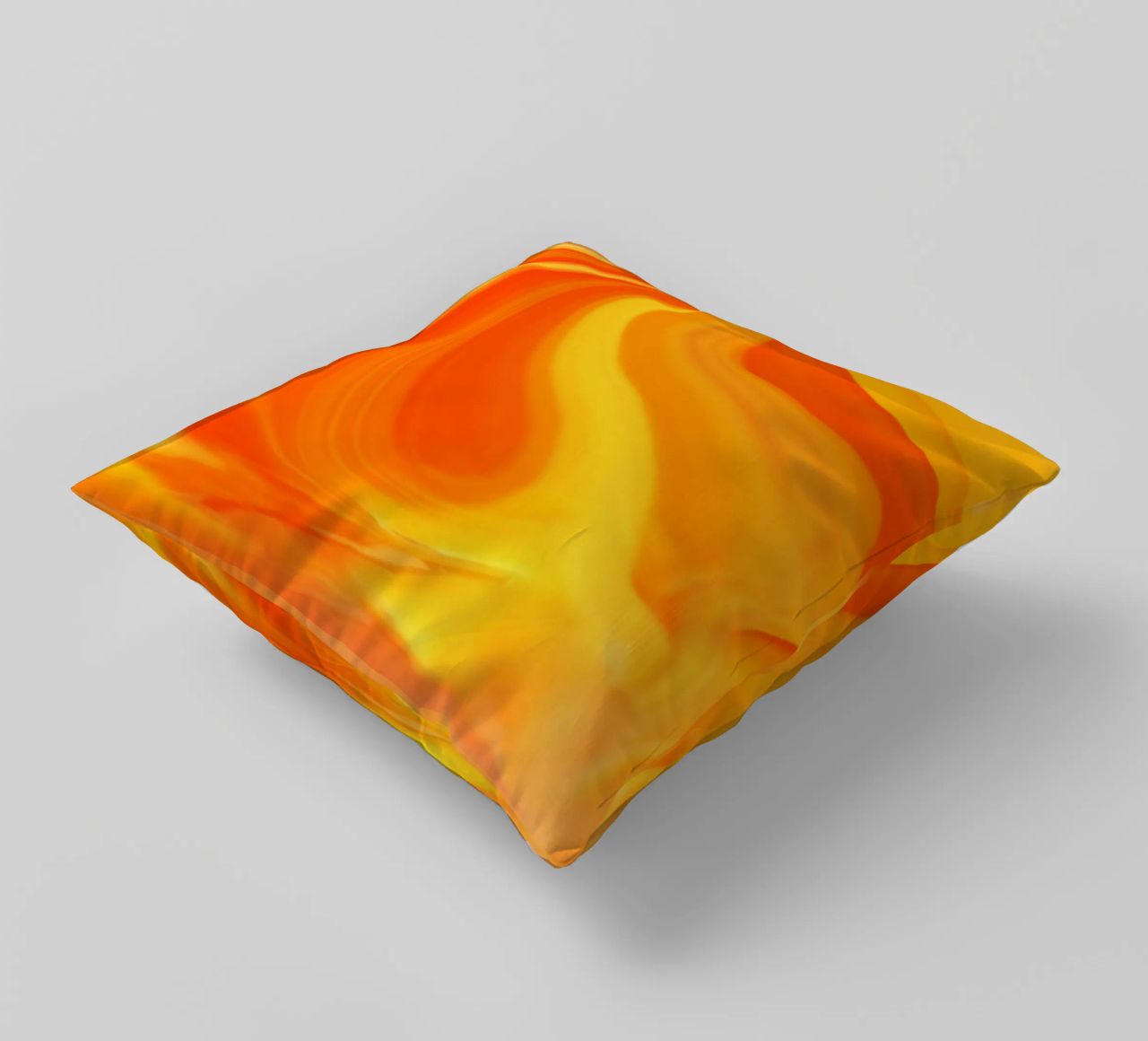Abstract dynamic pattern in yellow, orange and red. decorative cushion by Something for you