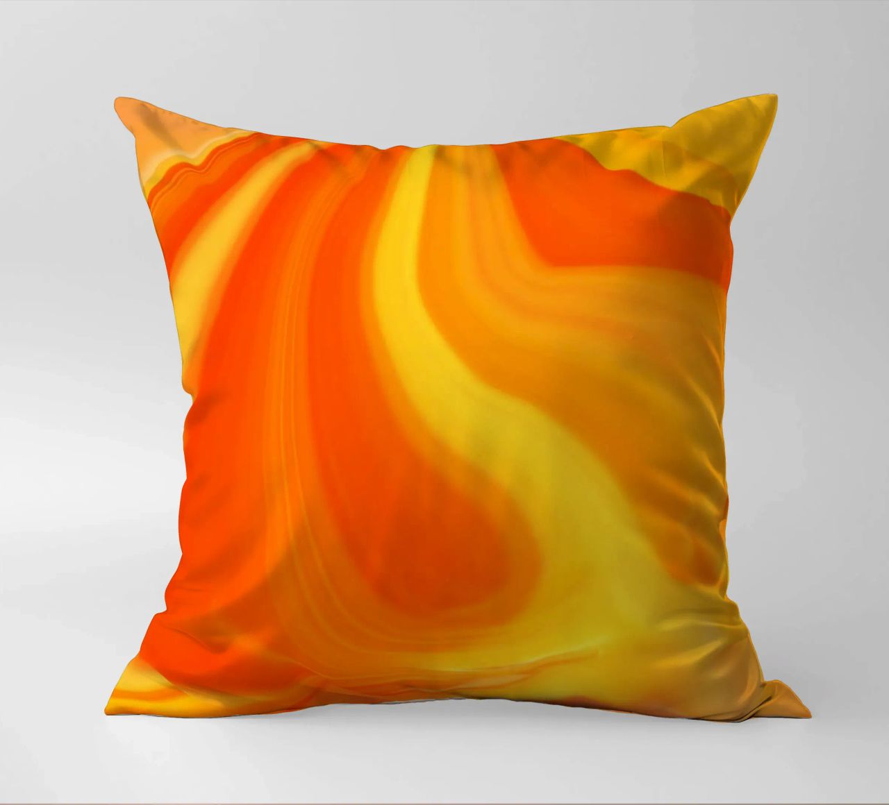 Abstract dynamic pattern in yellow, orange and red. decorative cushion by Something for you