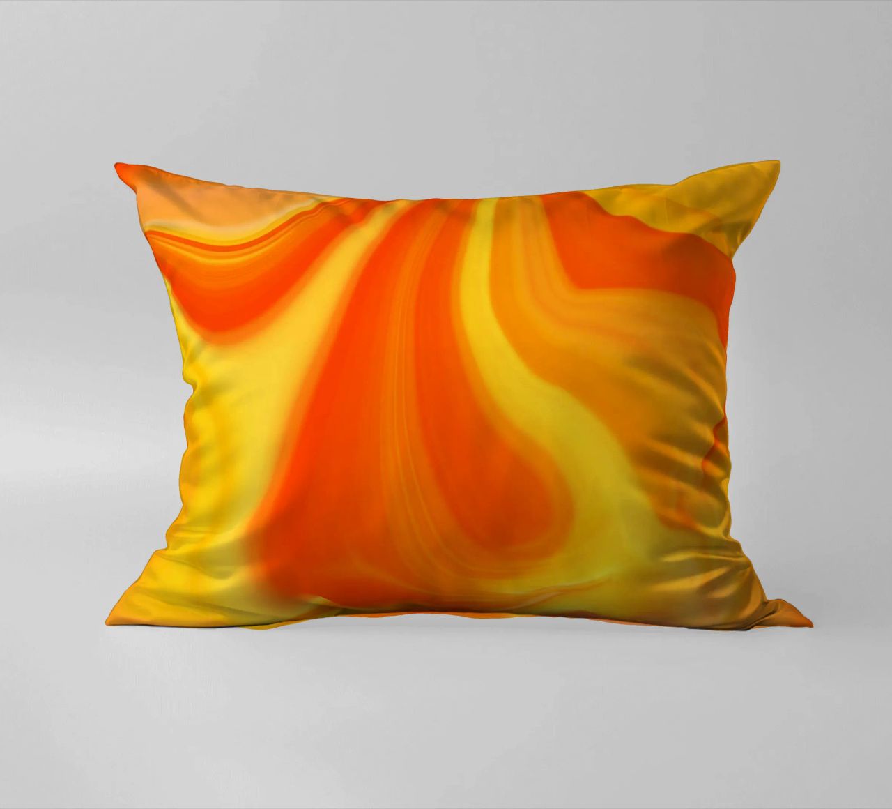 Abstract dynamic pattern in yellow, orange and red. decorative cushion by Something for you