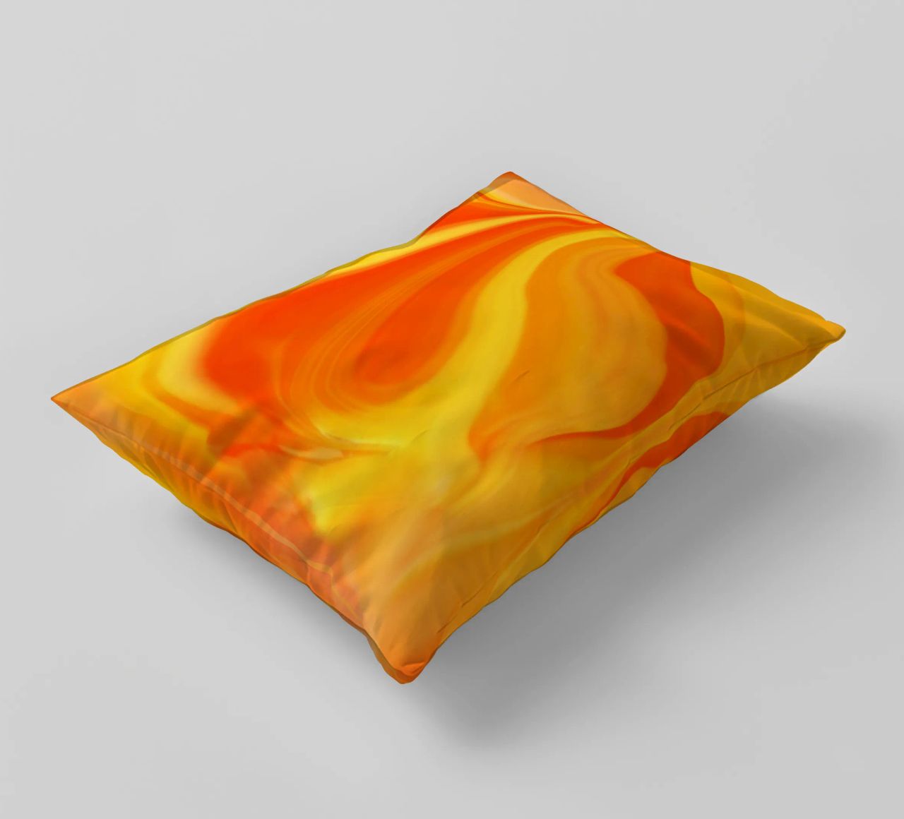 Abstract dynamic pattern in yellow, orange and red. decorative cushion by Something for you