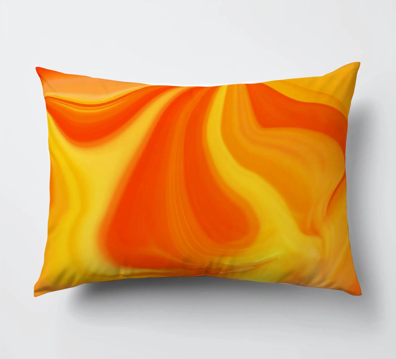 Abstract dynamic pattern in yellow, orange and red. decorative cushion by Something for you