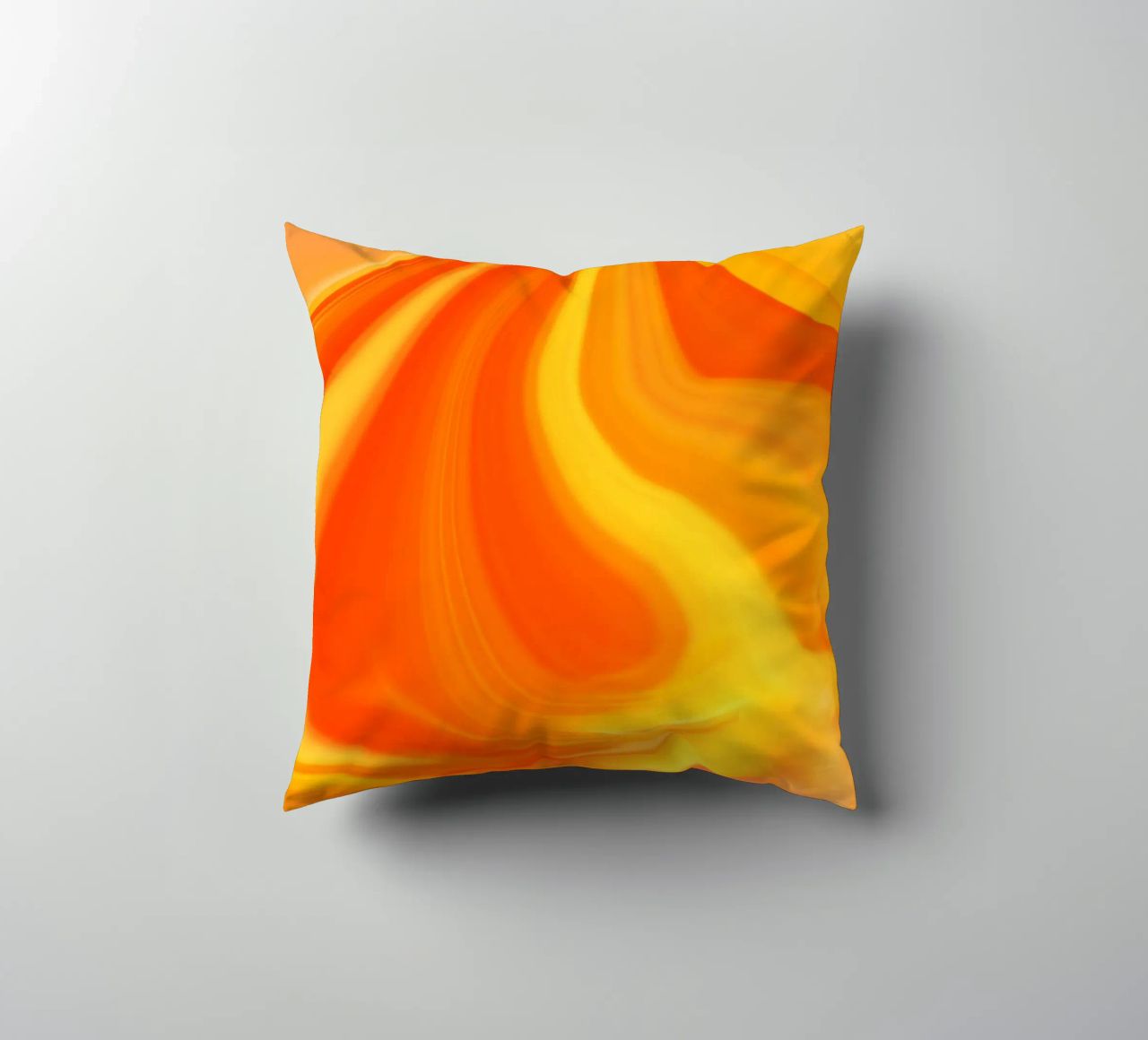 Abstract dynamic pattern in yellow, orange and red. decorative cushion by Something for you