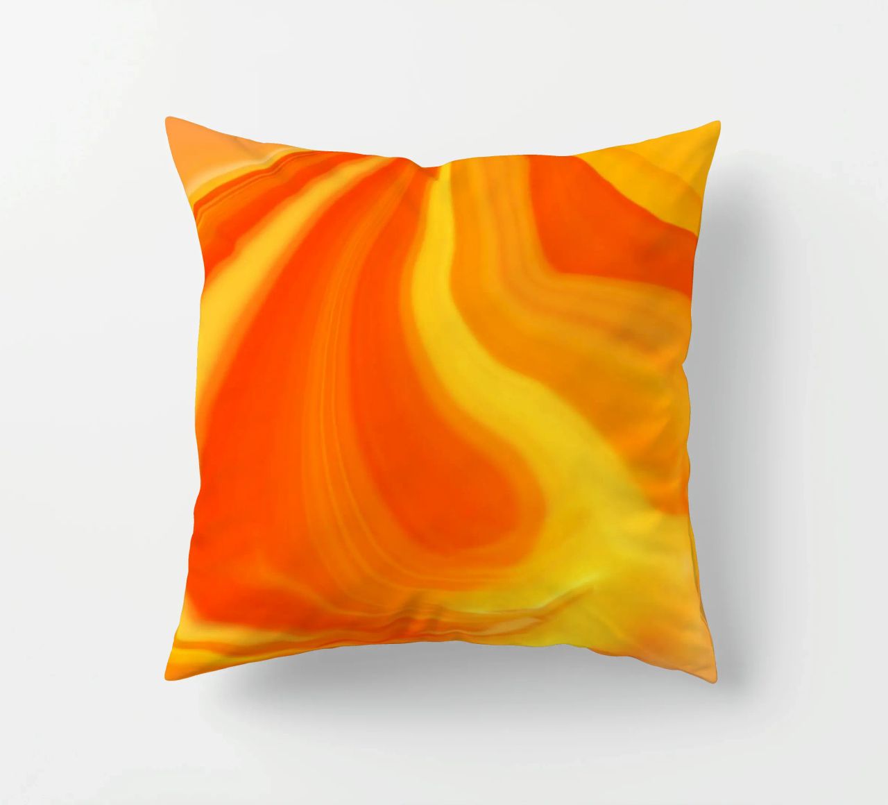 Abstract dynamic pattern in yellow, orange and red. decorative cushion by Something for you