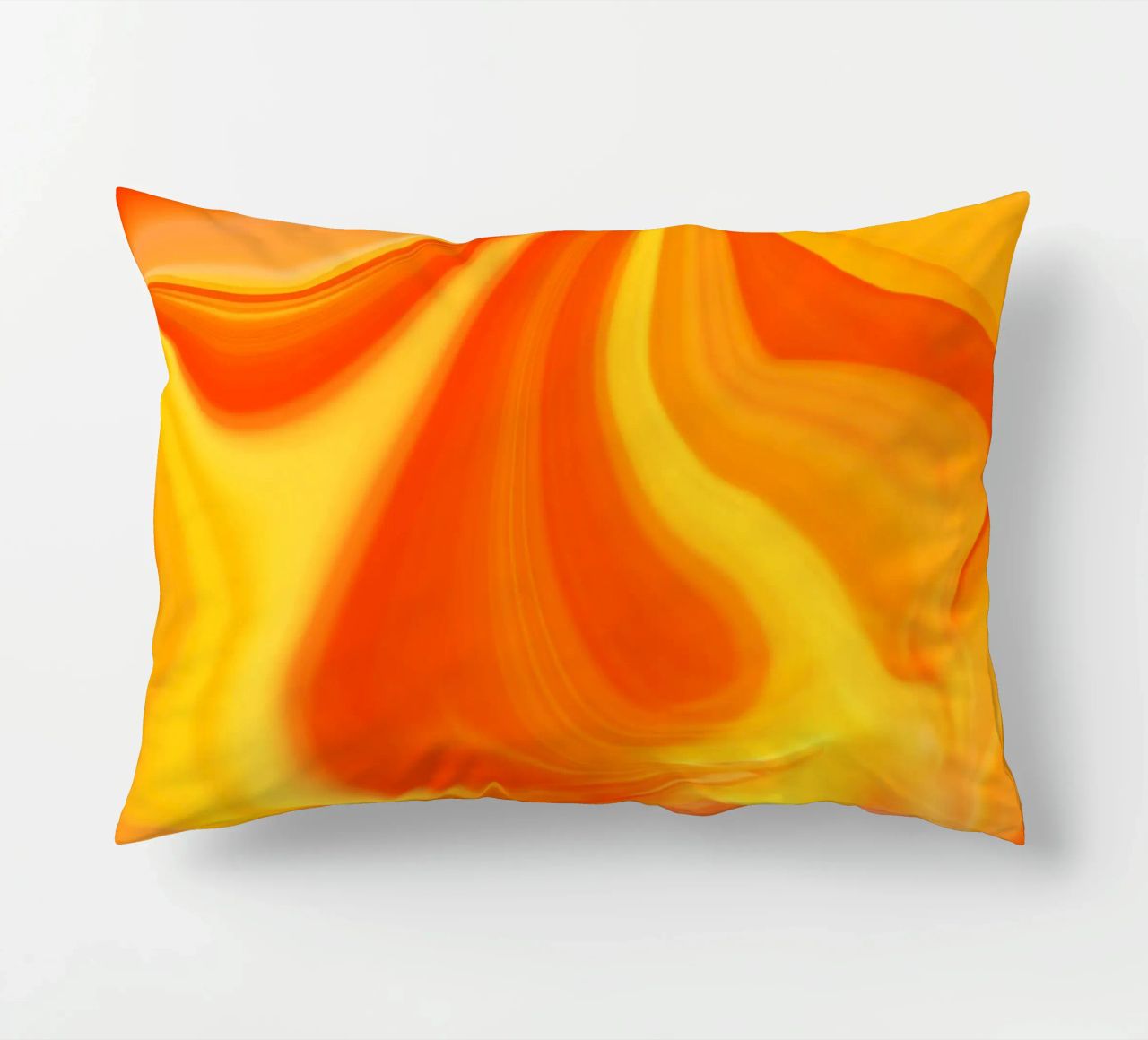 Abstract dynamic pattern in yellow, orange and red. decorative cushion by Something for you