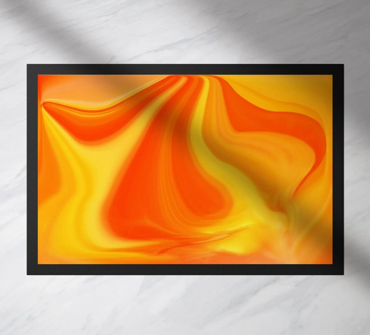 Abstract dynamic pattern in yellow, orange and red. doormat by Something for you