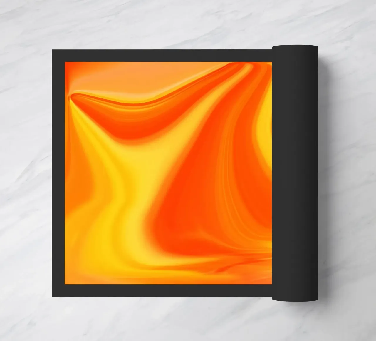 Abstraktes dynamisches Muster in gelb, orange und rot. Fußmatte von Something for you