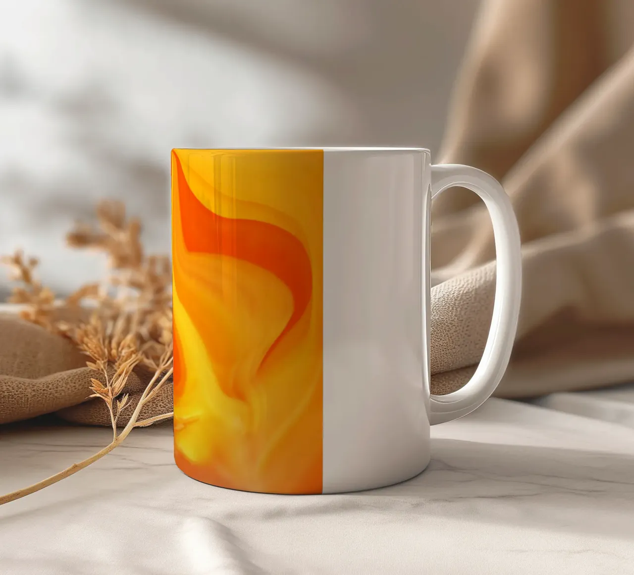 Abstraktes dynamisches Muster in gelb, orange und rot. Keramik Tasse von Something for you