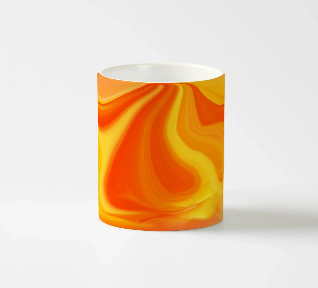 Abstract dynamic pattern in yellow, orange and red. ceramic mug by Something for you