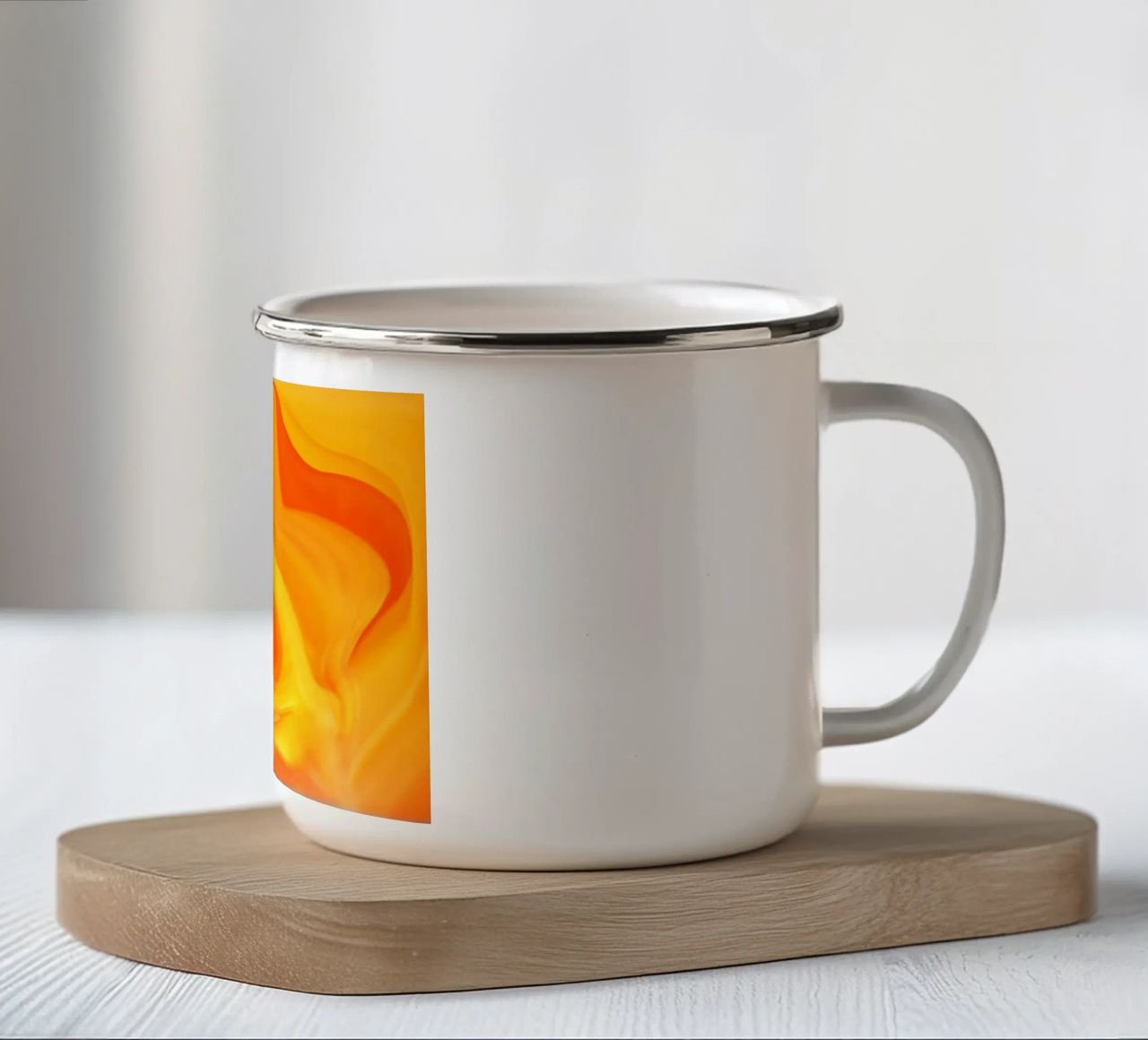 Abstract dynamic pattern in yellow, orange and red. enamel mug by Something for you