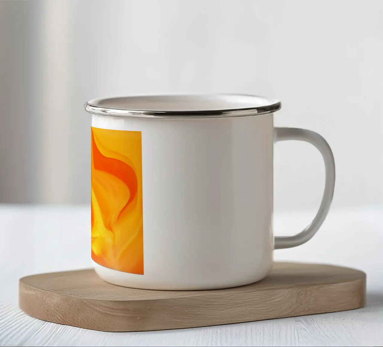 Motif dynamique abstrait en jaune, orange et rouge. mug en émail de Something for you