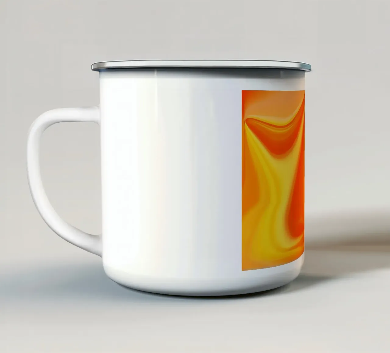 Motif dynamique abstrait en jaune, orange et rouge. mug en émail de Something for you