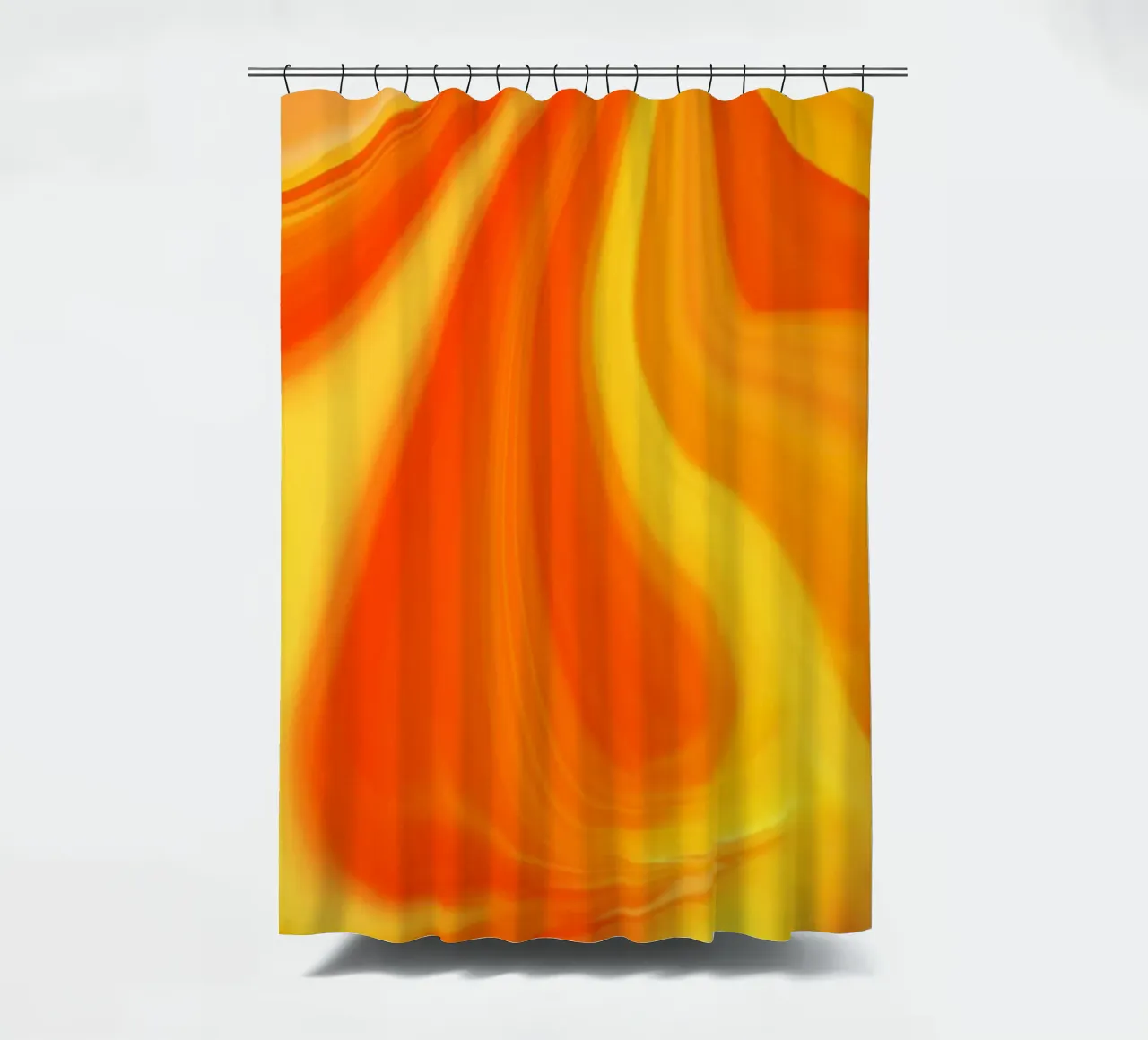 Motivo dinamico astratto in giallo, arancione e rosso. tenda da doccia da Something for you