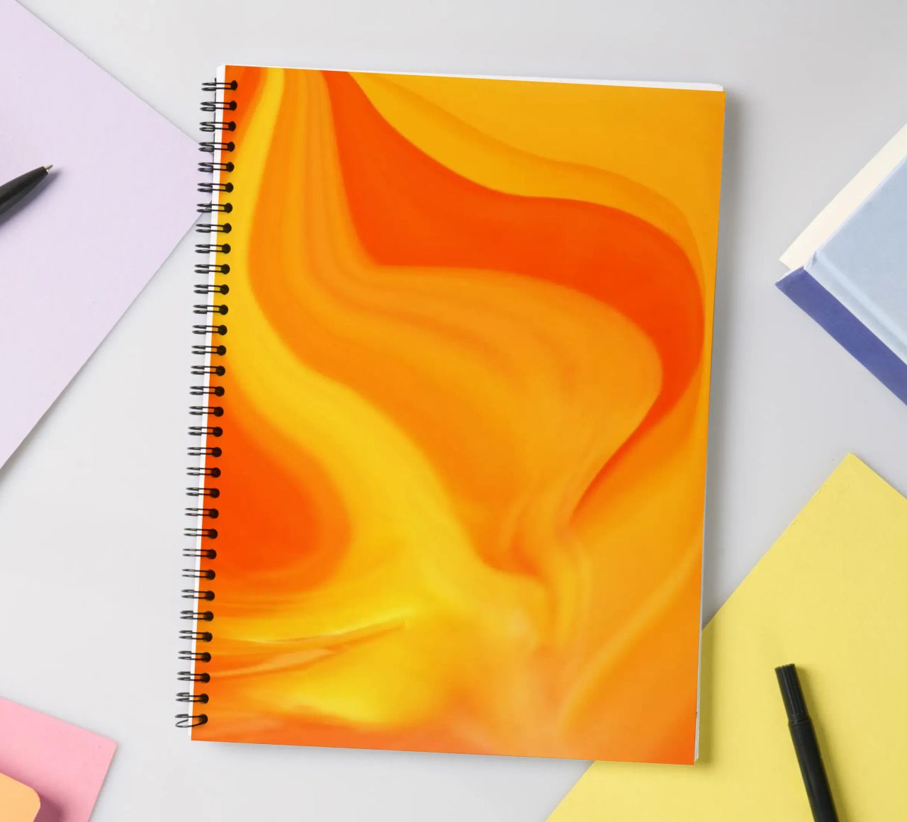 Abstract dynamic pattern in yellow, orange and red. spiral notebook by Something for you