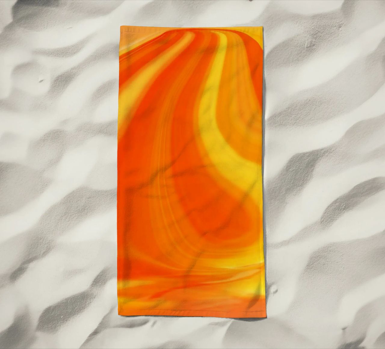 Abstract dynamic pattern in yellow, orange and red. beach towel by Something for you