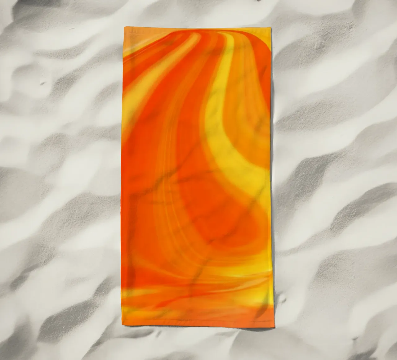 Abstract dynamic pattern in yellow, orange and red. beach towel by Something for you