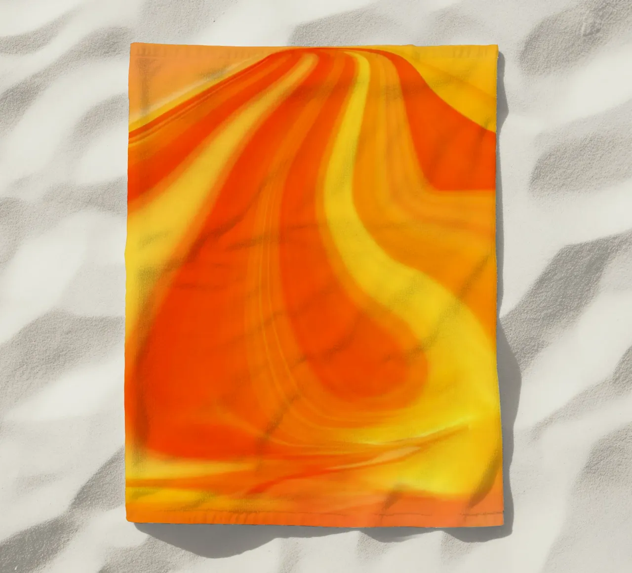 Abstract dynamic pattern in yellow, orange and red. beach towel by Something for you