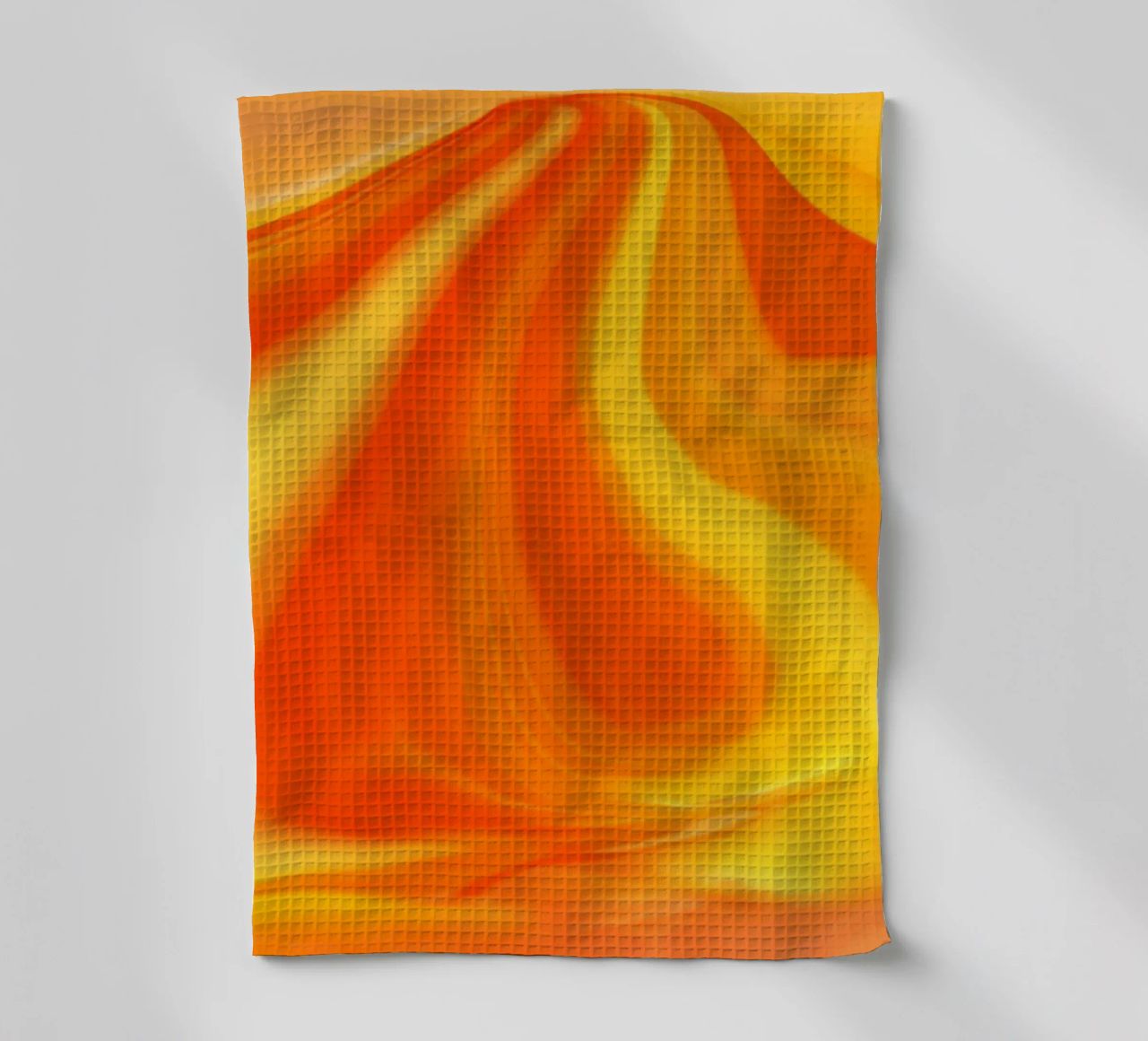 Abstract dynamic pattern in yellow, orange and red. tea towel by Something for you
