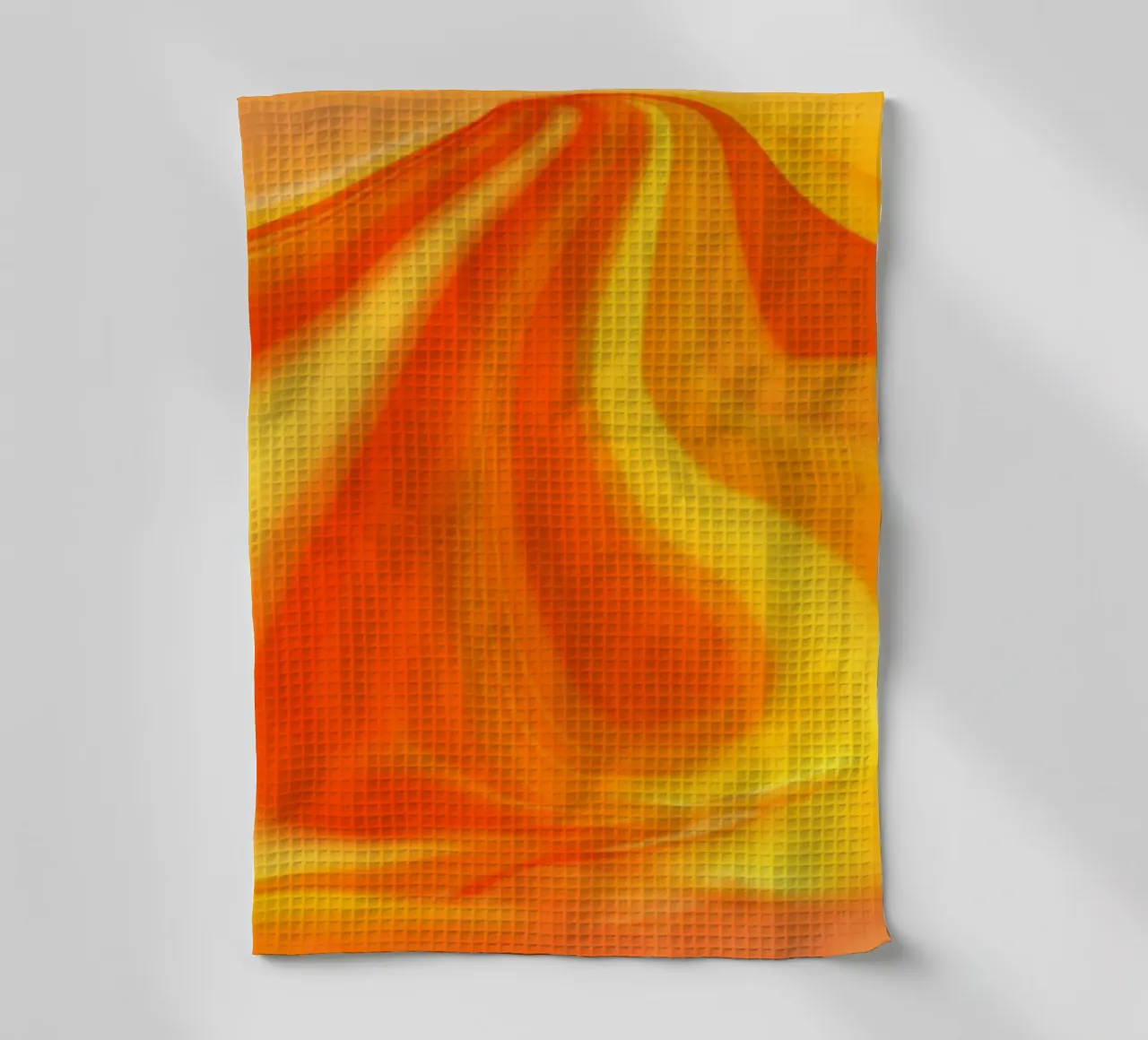 Motif dynamique abstrait en jaune, orange et rouge. torchon de Something for you