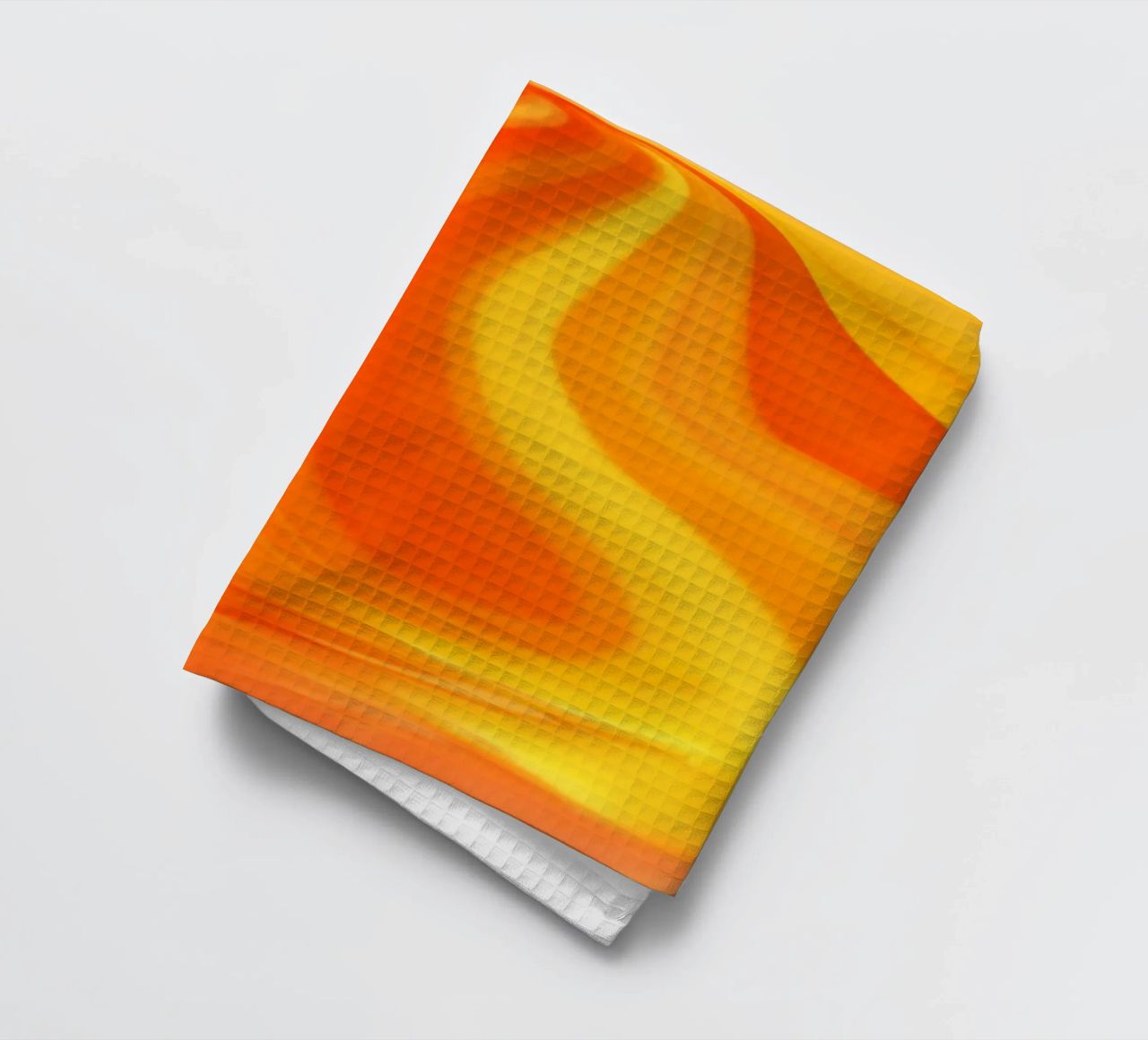 Abstract dynamic pattern in yellow, orange and red. tea towel by Something for you