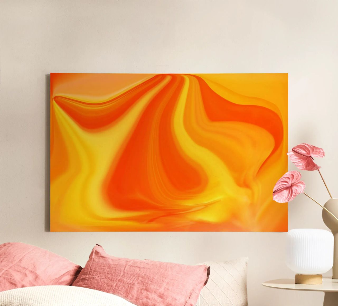 Abstract dynamic pattern in yellow, orange and red. canvas by Something for you