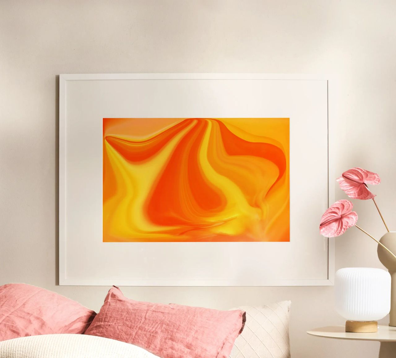 Abstract dynamic pattern in yellow, orange and red. hahnemühle by Something for you