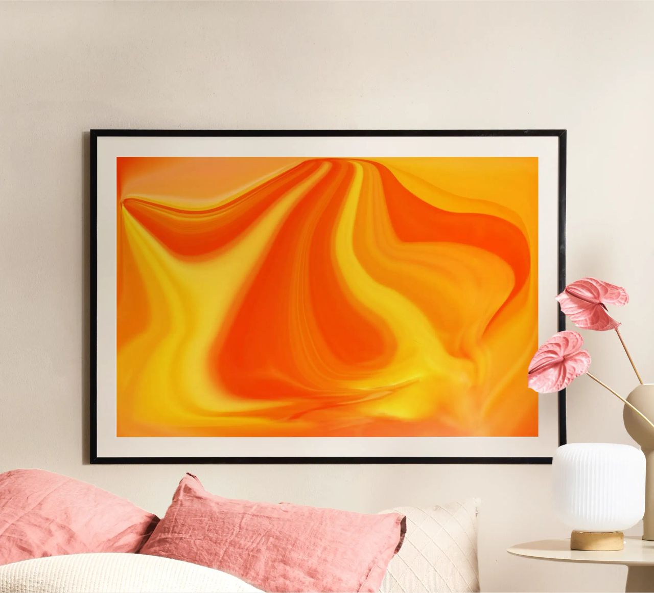 Abstract dynamic pattern in yellow, orange and red. hahnemühle by Something for you