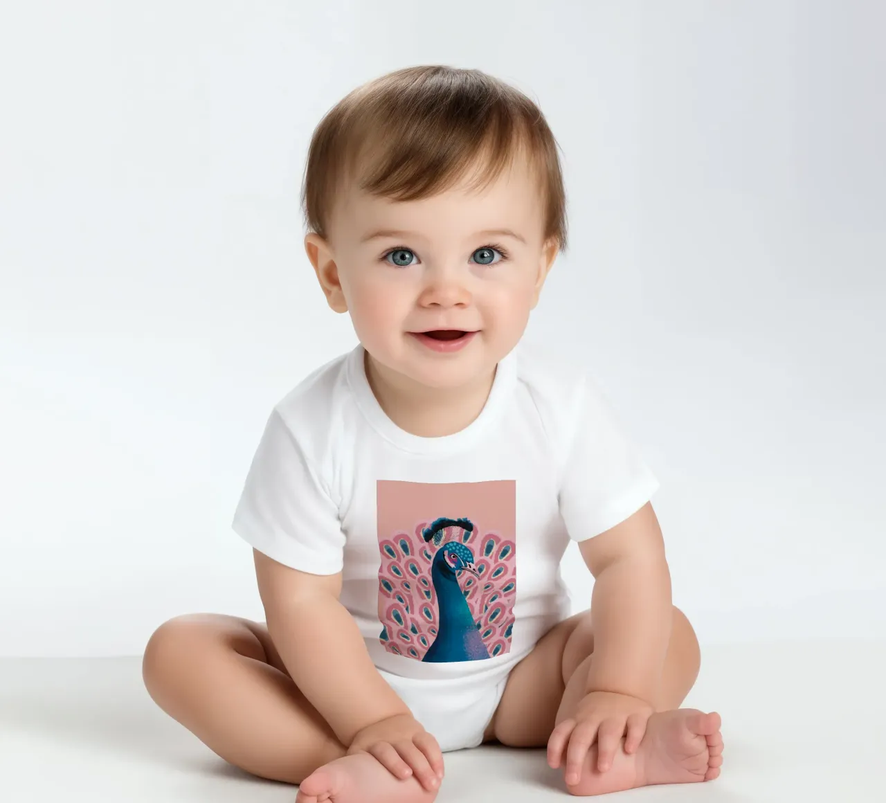 Piume di pavone maschio colorate body neonato maniche corte da igoshartwrks