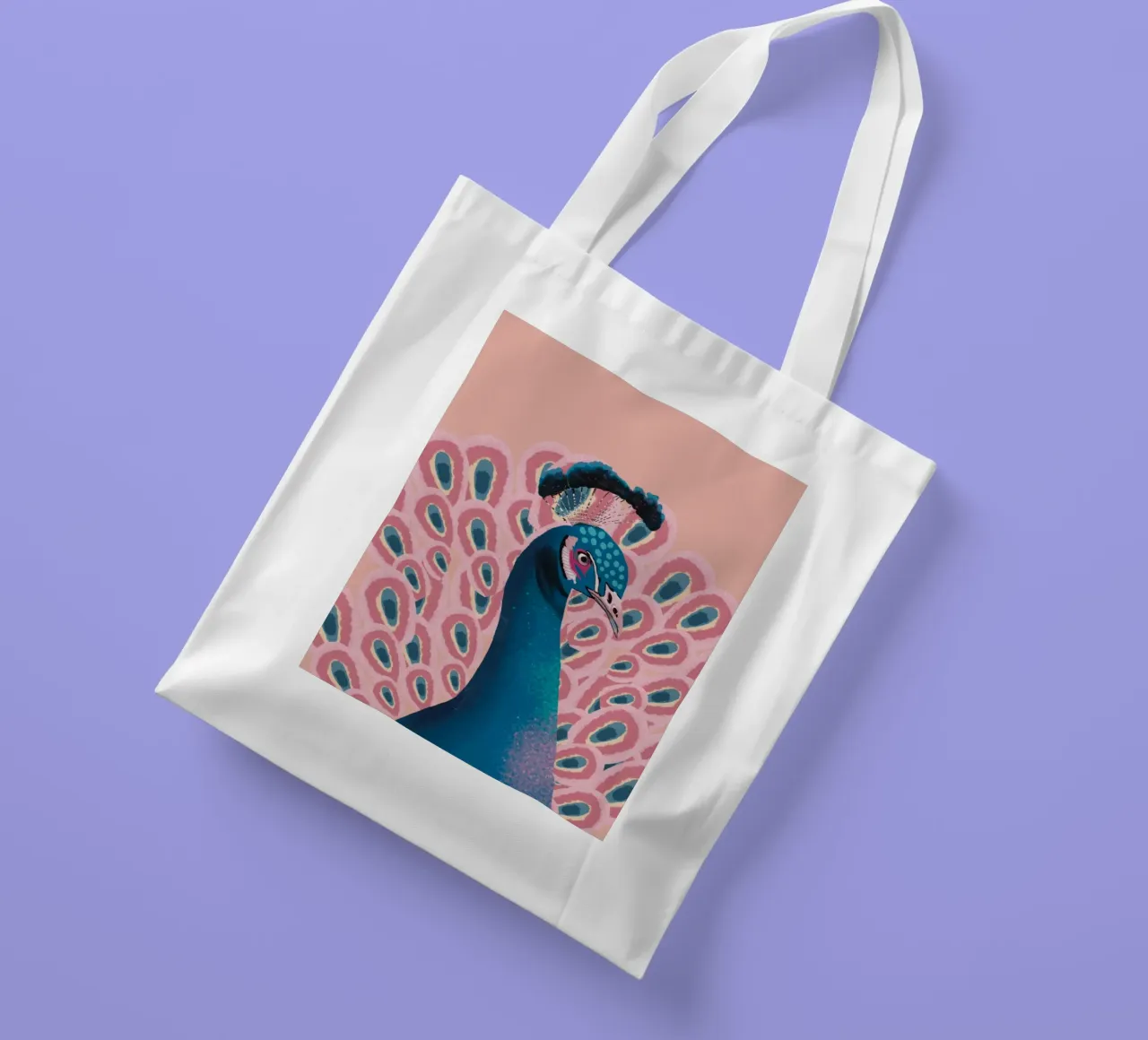 Piume di pavone maschio colorate borsa in juta da igoshartwrks