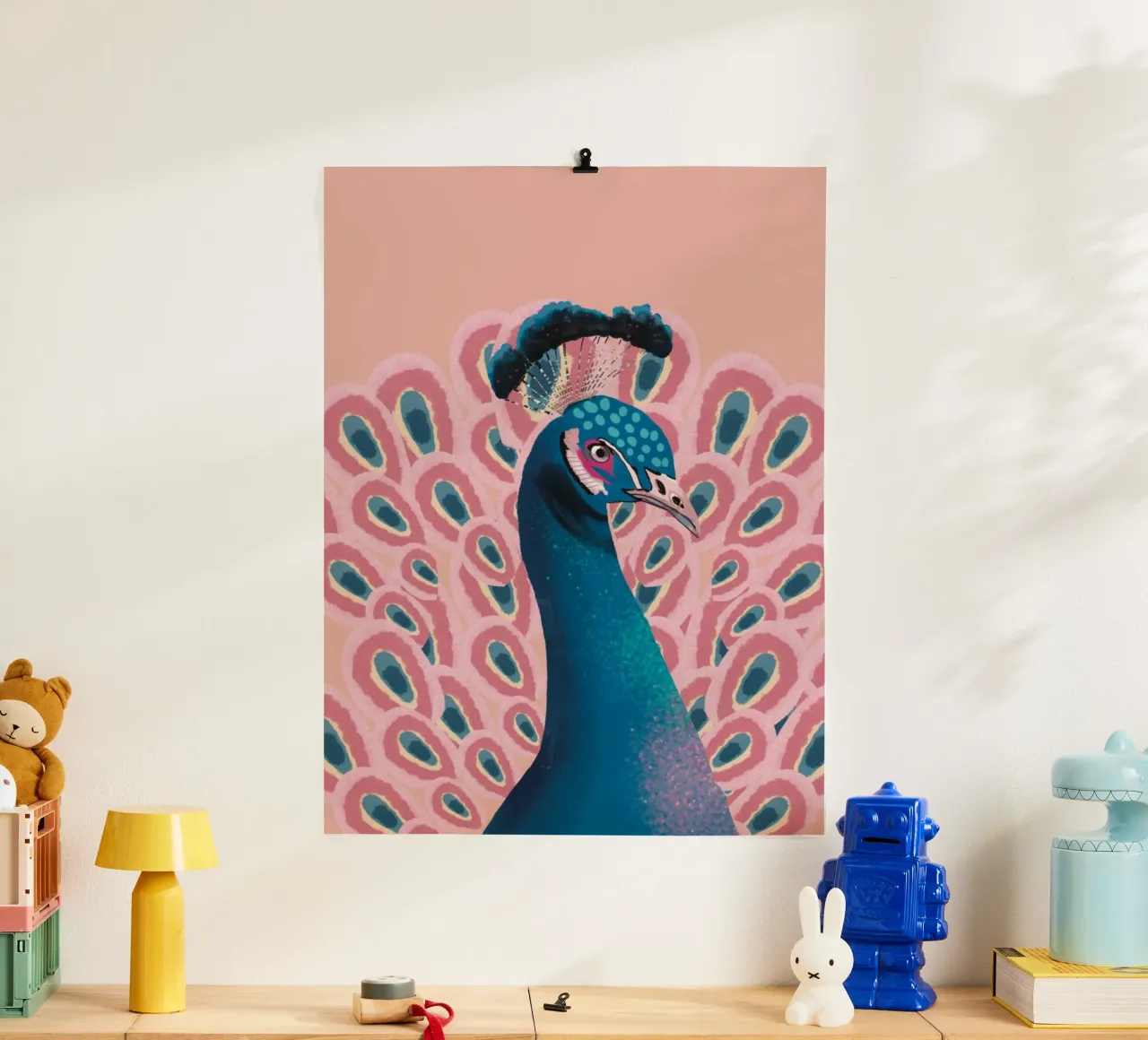 Piume di pavone maschio colorate carta hahnemühle da igoshartwrks
