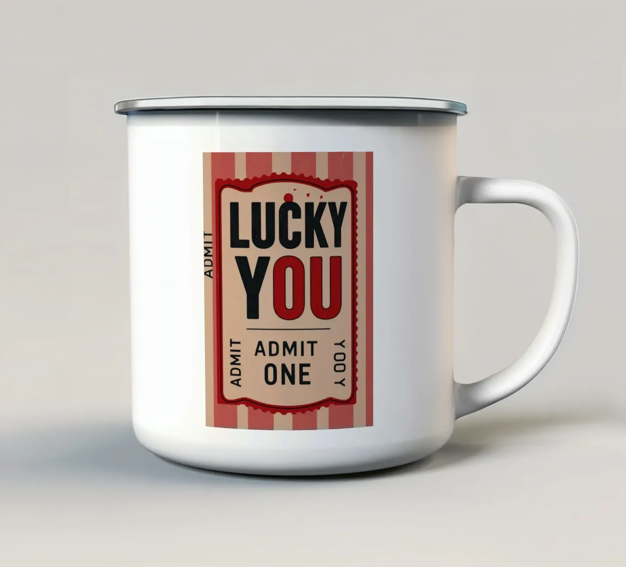 Lucky You - Ammissione di un biglietto d'epoca tazza in smalto da DaarbyN