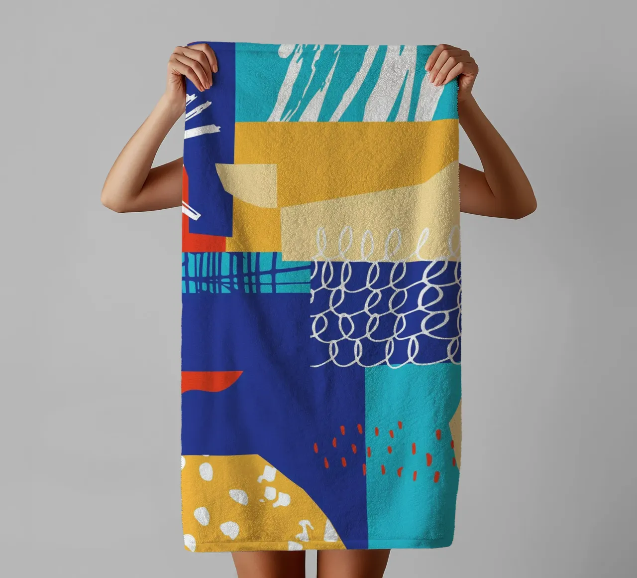 Eigentijdse vorm en kleur badhanddoek van Kim Hubball Studio