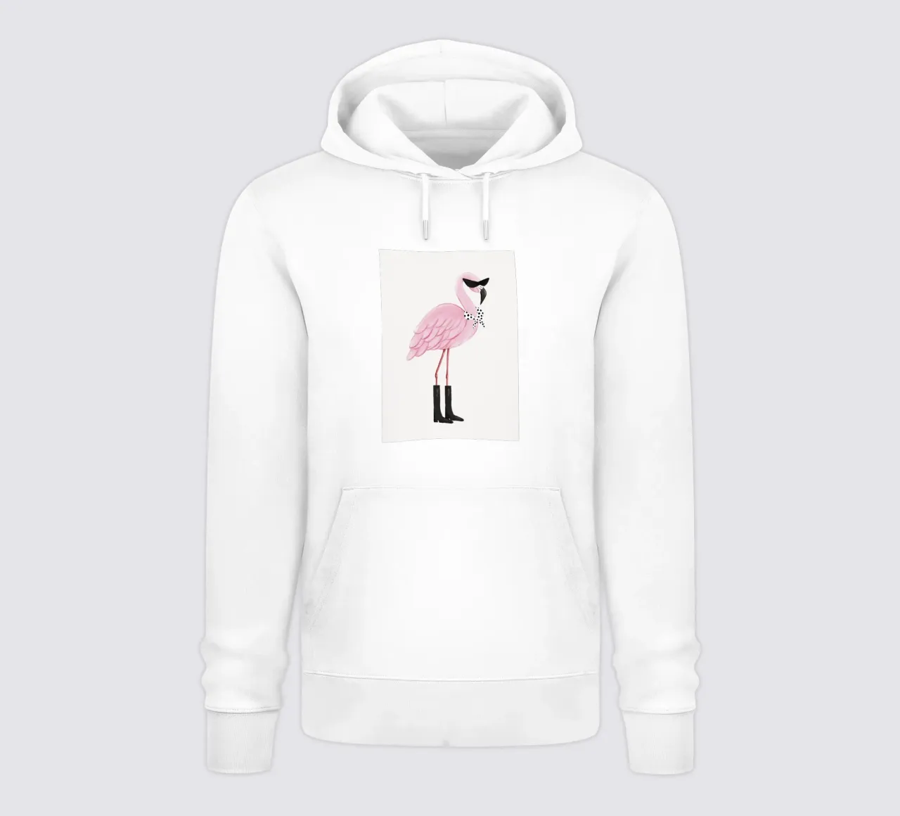 Uccello fenicottero rosa con occhiali neri felpa con cappuccio da igoshartwrks