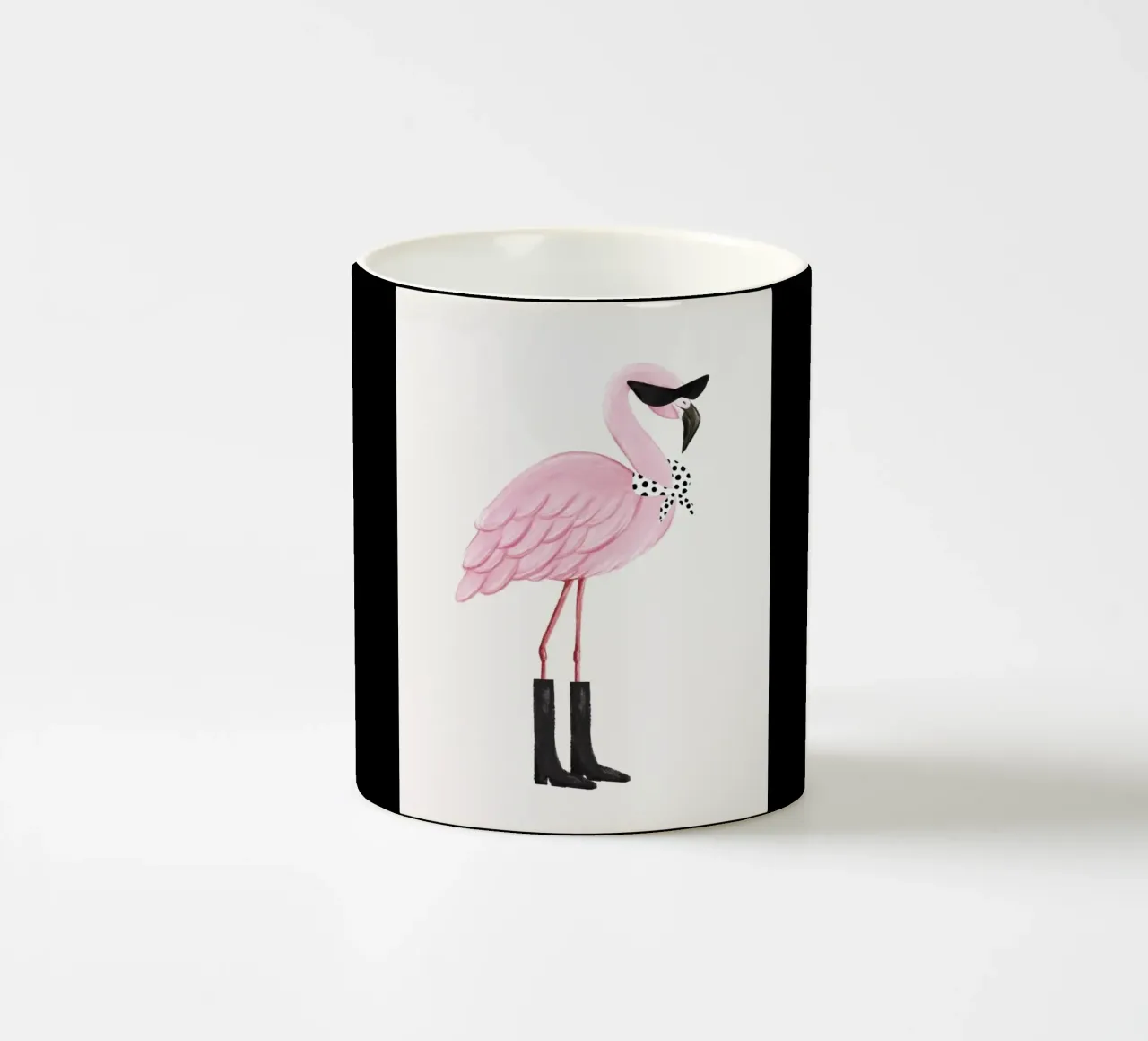 Uccello fenicottero rosa con occhiali neri tazza in ceramica da igoshartwrks
