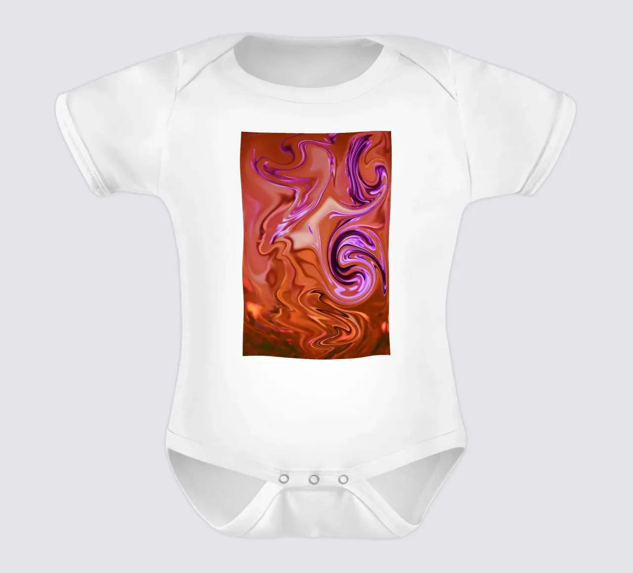 Abstraktes dynamisches Muster in orange, braun und lila Kurzarm Babybody von Something for you