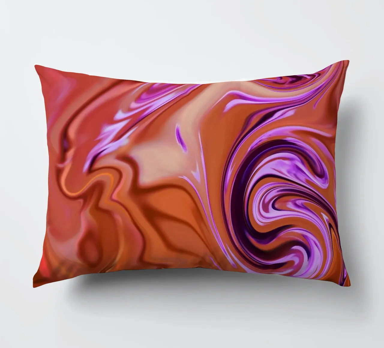 Abstract dynamic pattern in orange, brown and purple decorative cushion by Something for you