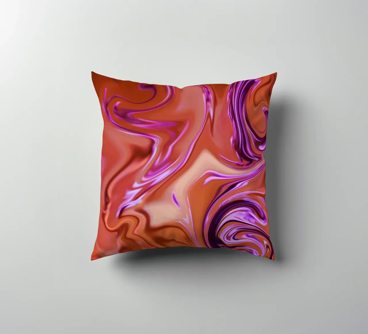 Abstract dynamic pattern in orange, brown and purple decorative cushion by Something for you