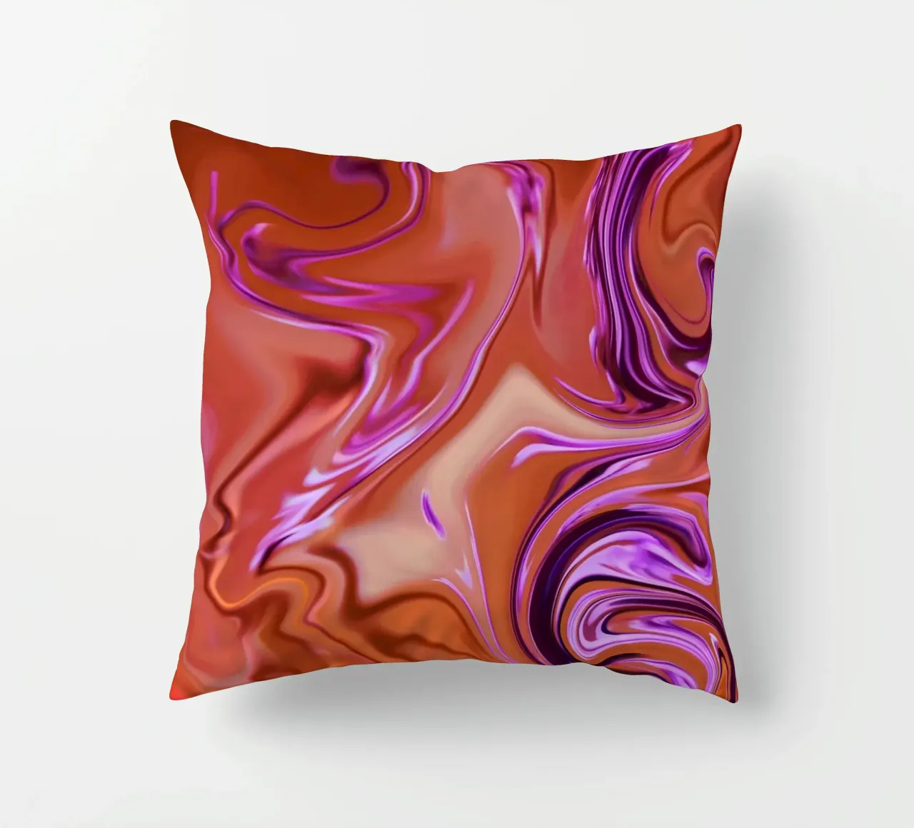 Abstract dynamic pattern in orange, brown and purple decorative cushion by Something for you
