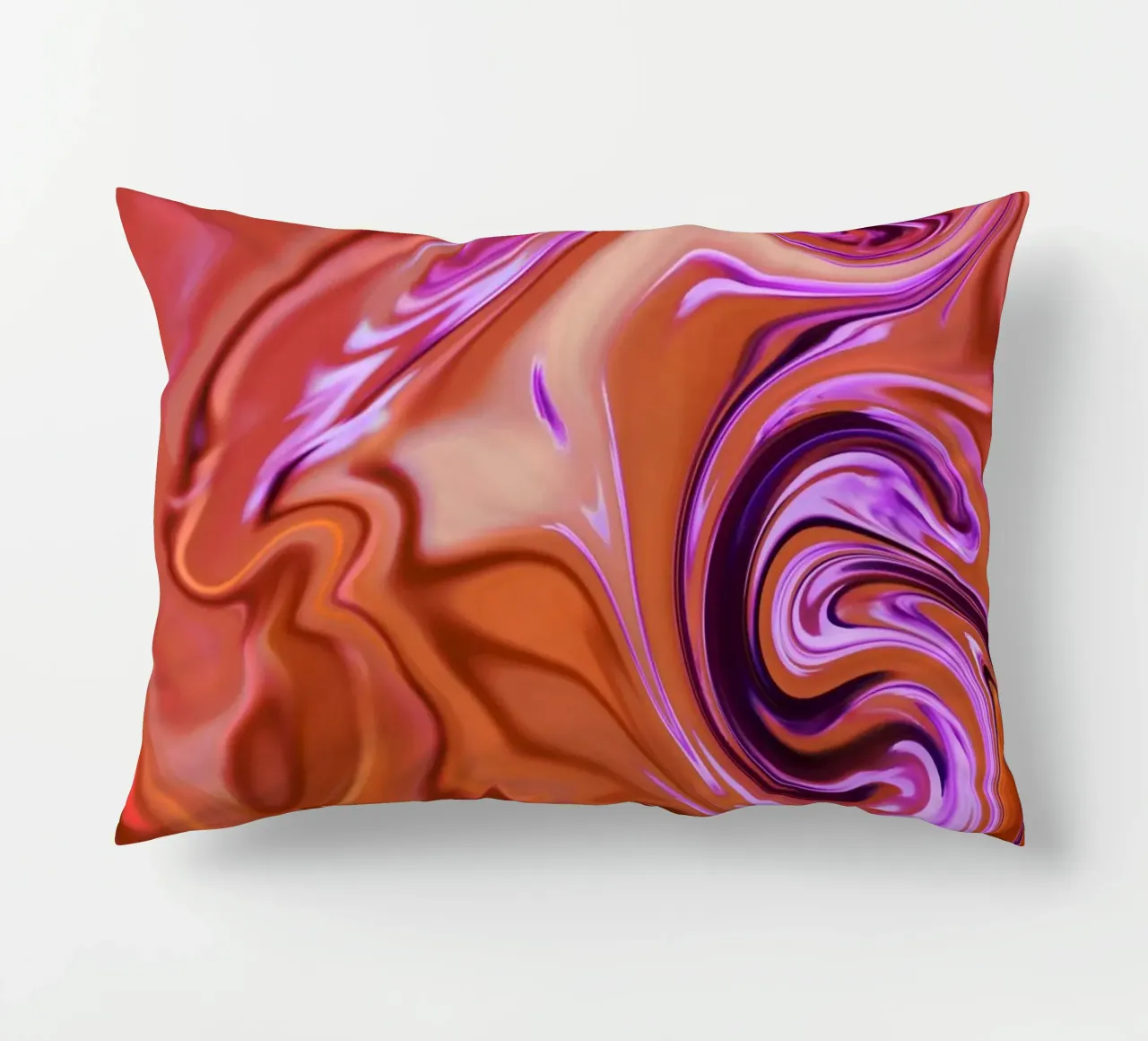 Abstract dynamic pattern in orange, brown and purple decorative cushion by Something for you