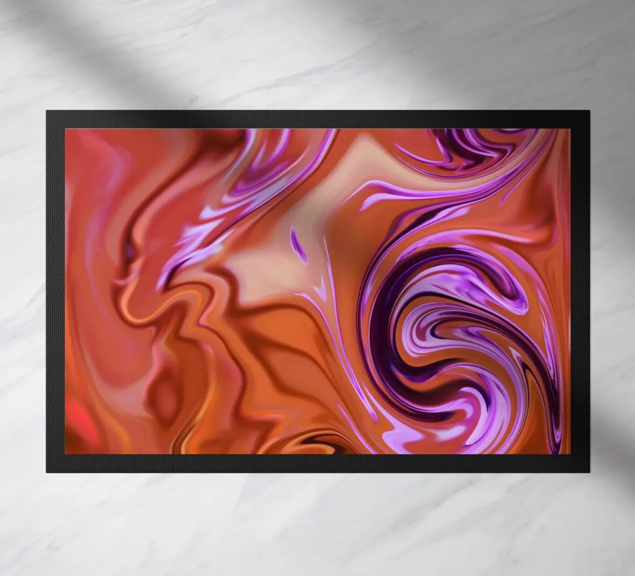 Abstract dynamic pattern in orange, brown and purple doormat by Something for you