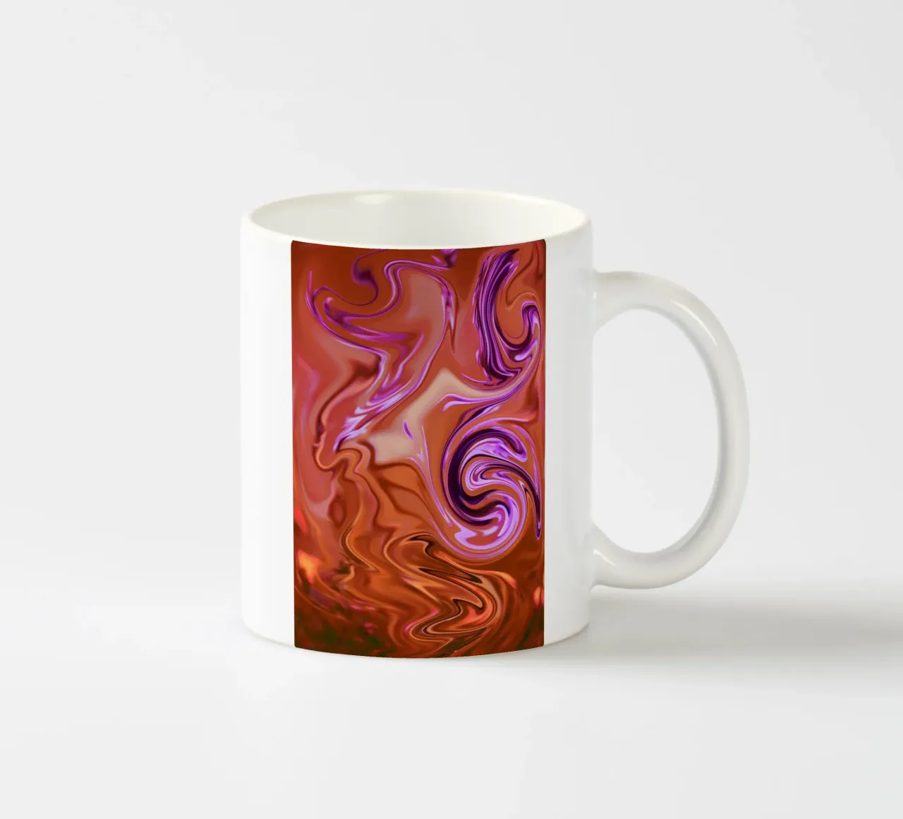Abstract dynamic pattern in orange, brown and purple ceramic mug by Something for you