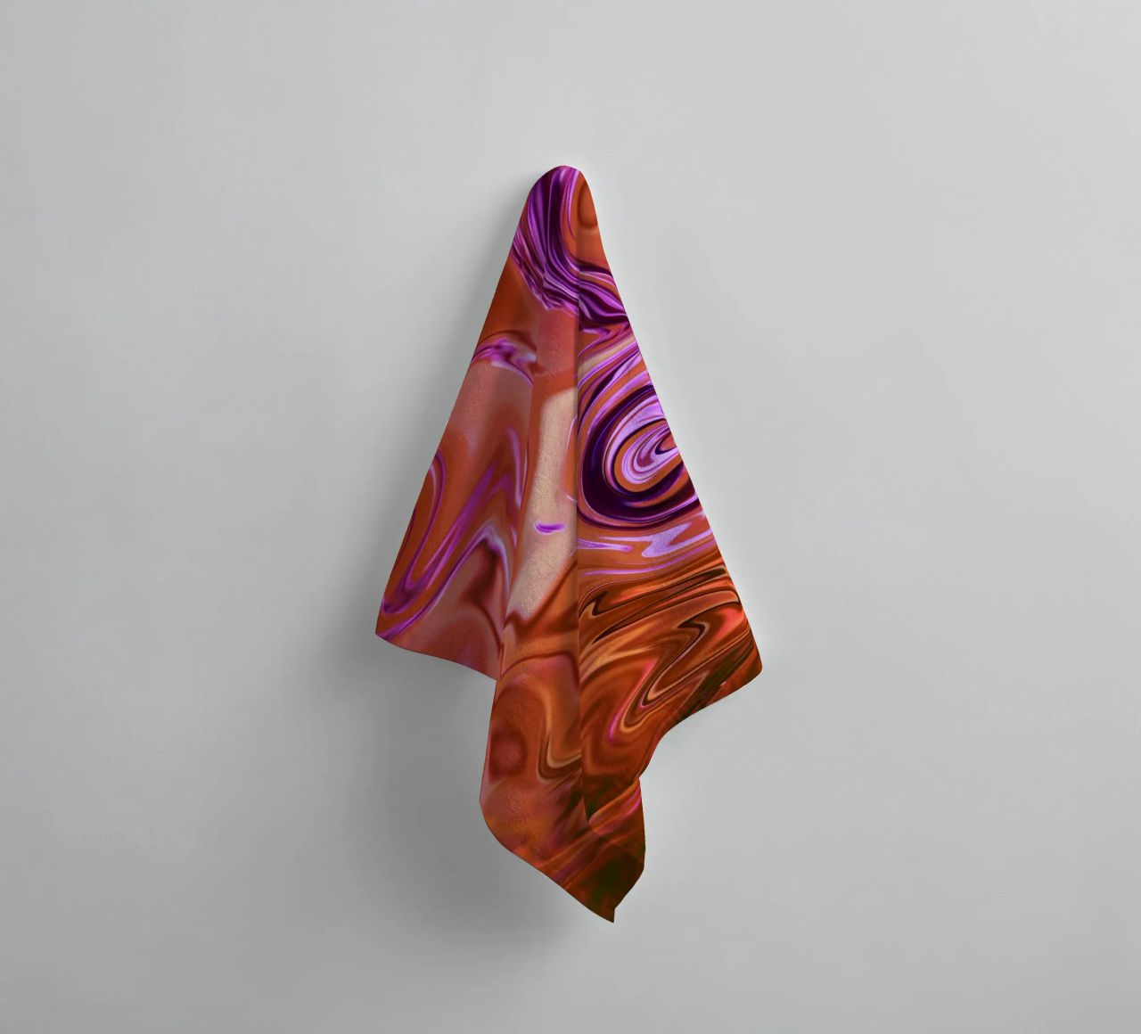 Abstract dynamisch patroon in oranje, bruin en paars badhanddoek van Something for you