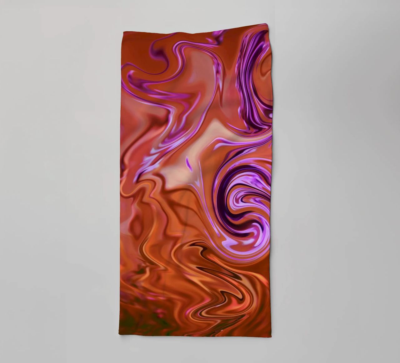 Abstract dynamisch patroon in oranje, bruin en paars badhanddoek van Something for you