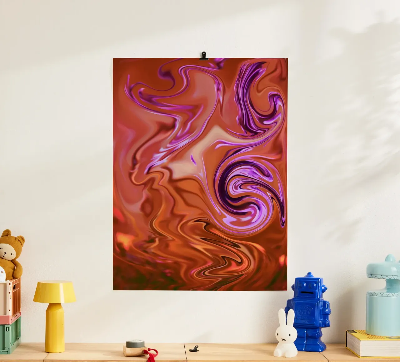 Motif dynamique abstrait en orange, marron et violet hahnemühle de Something for you