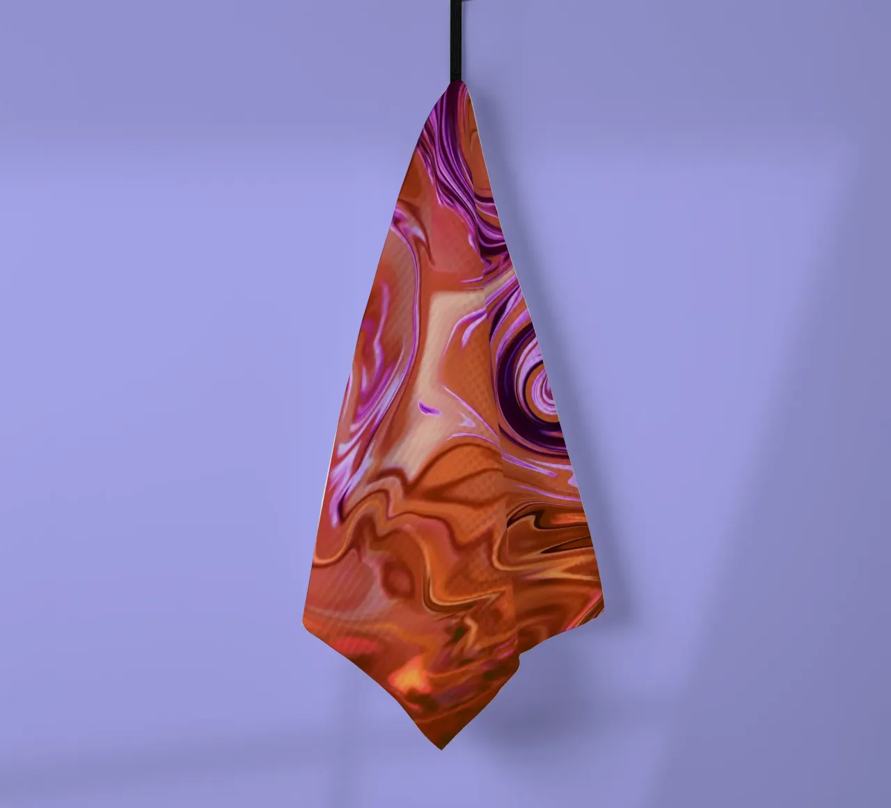 Abstract dynamisch patroon in oranje, bruin en paars theedoek van Something for you
