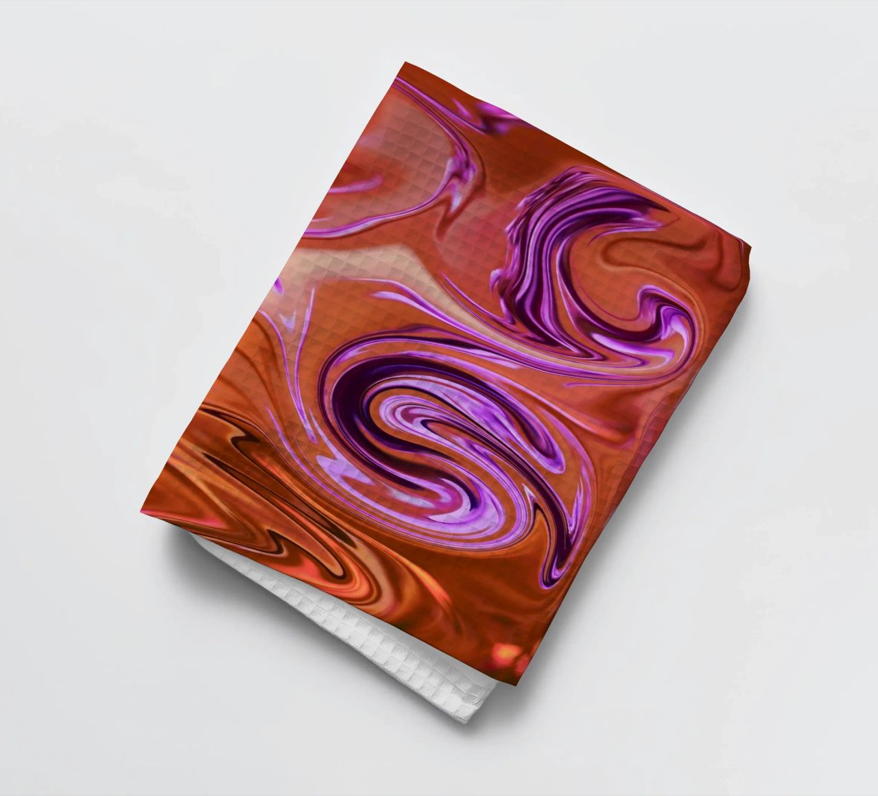 Abstract dynamisch patroon in oranje, bruin en paars theedoek van Something for you